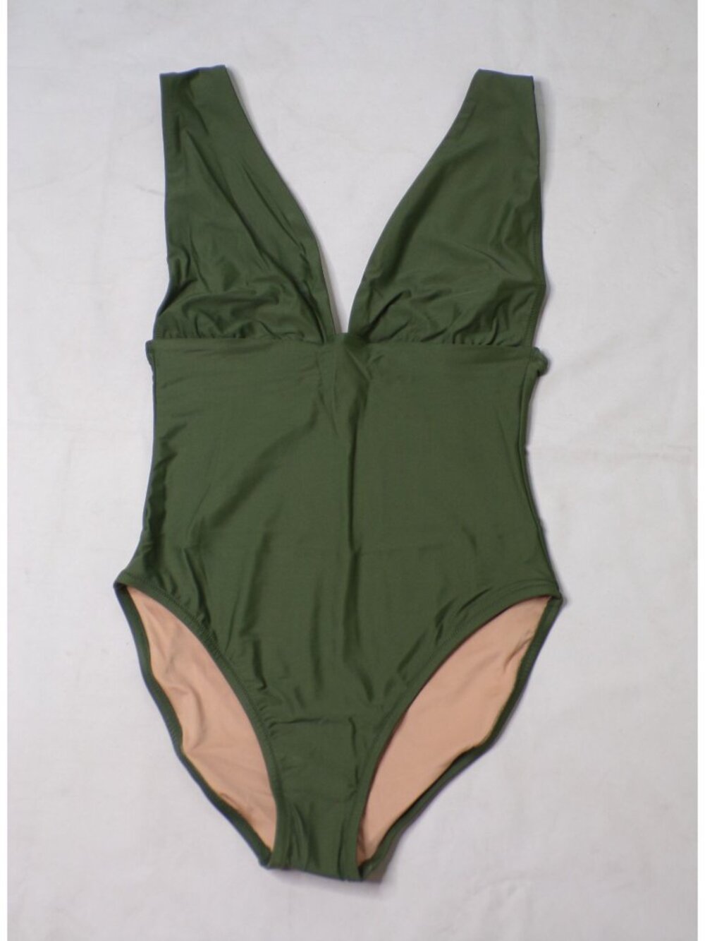 🆕J CREW V-Neck Plunge One-Piece Swimsuit Safari Green 14 - Picture 2 of 5